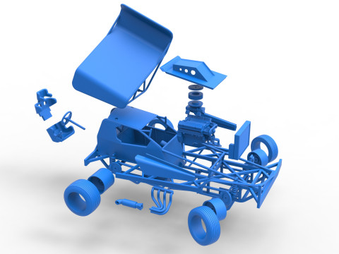 BriSCA Formula 1 Stock Car for Dirt while turning Scale 1 to 25 Modèles 3D en vedette