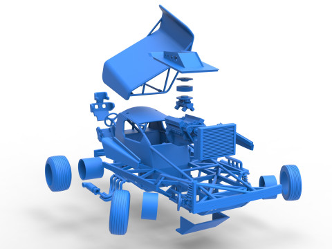 BriSCA Formula 1 Stock Car for Dirt while turning Scale 1 to 25 Modèles 3D en vedette