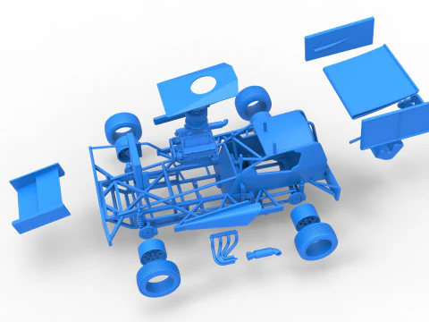 BriSCA Formula 1 Stock Car for Asphalt Scale 1 to 25 3D Print Model