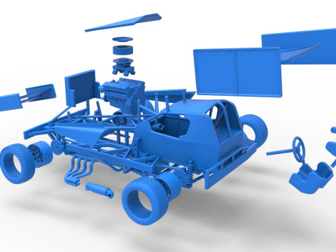 BriSCA Formula 1 Stock Car for Asphalt Scale 1 to 25 3D Print Model