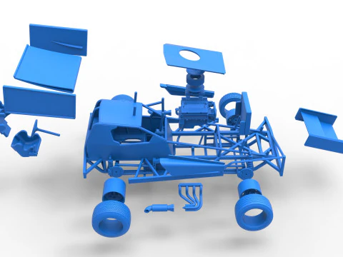 BriSCA Formula 1 Stock Car for Asphalt Scale 1 to 25 3D Print Model