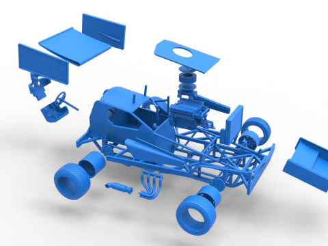 BriSCA Formula 1 Stock Car for Asphalt Scale 1 to 25 3D Print Model