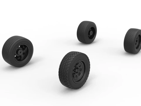 Wheel set of BriSCA Formula 1 Stock Car for Asphalt Scale 1 to 25 3D Print Model