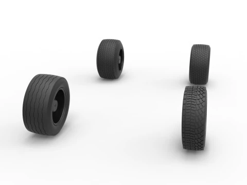 Wheel set of BriSCA Formula 1 Stock Car for Asphalt Scale 1 to 25 3D Print Model