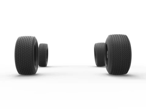 Wheel set of BriSCA Formula 1 Stock Car for Asphalt Scale 1 to 25 3D Print Model