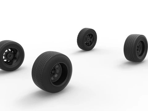 Wheel set of BriSCA Formula 1 Stock Car for Asphalt Scale 1 to 25 3D Print Model