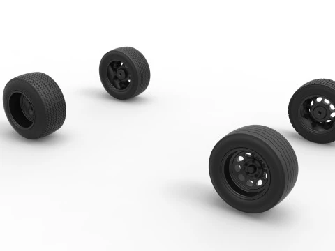 Wheel set of BriSCA Formula 1 Stock Car for Asphalt Scale 1 to 25 3D Print Model