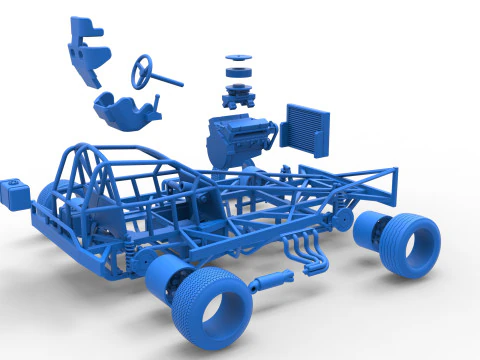 Base Stock Car BriSCA F&oacute;rmula 1 para Asfalto Escala 1 a 25 Modelo de Impressão 3D