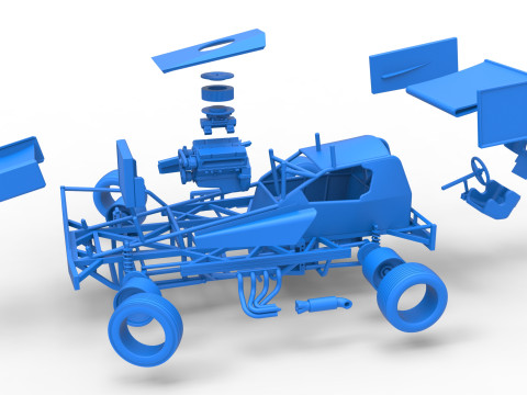 BriSCA Formula 1 Stock Car for Asphalt while turning Scale 1 to 25 3D-printmodel