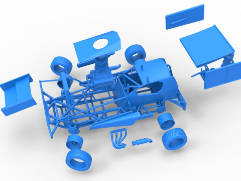 BriSCA Formula 1 Stock Car for Asphalt while turning Scale 1 to 25 3D-printmodel