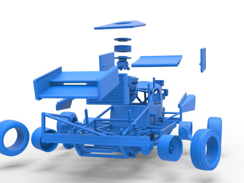 BriSCA Formula 1 Stock Car for Asphalt while turning Scale 1 to 25 3D-printmodel