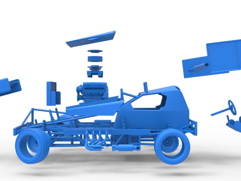 BriSCA Formula 1 Stock Car for Asphalt while turning Scale 1 to 25 3D-printmodel