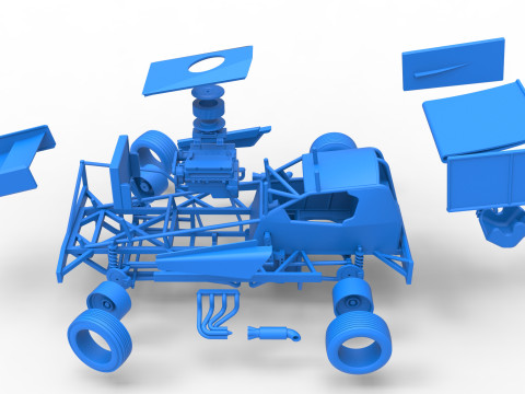 BriSCA Formula 1 Stock Car for Asphalt while turning Scale 1 to 25 3D-printmodel