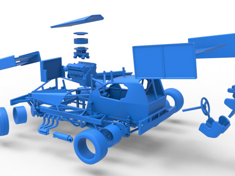 BriSCA Formula 1 Stock Car for Asphalt while turning Scale 1 to 25 3D-printmodel