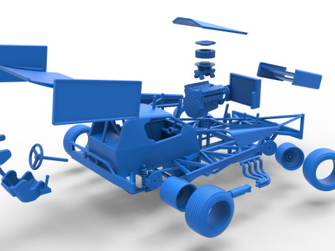 BriSCA Formula 1 Stock Car for Asphalt while turning Scale 1 to 25 3D-printmodel