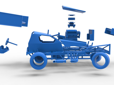 BriSCA Formula 1 Stock Car for Asphalt while turning Scale 1 to 25 3D-printmodel