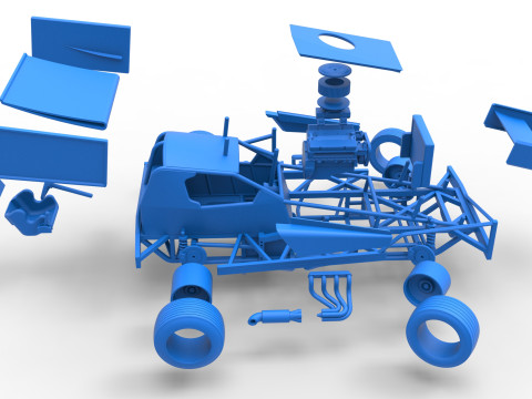 BriSCA Formula 1 Stock Car for Asphalt while turning Scale 1 to 25 3D-printmodel