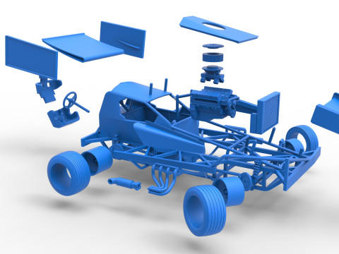 BriSCA Formula 1 Stock Car for Asphalt while turning Scale 1 to 25 3D-printmodel