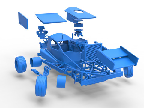 BriSCA Formula 1 Stock Car for Asphalt while turning Scale 1 to 25 3D-printmodel