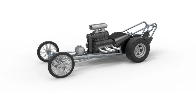 Front engine old school dragster with V8 Version 3 Scale 1 to 25 3D Print Model .c4d .max .obj .3ds .fbx .stl .blend 