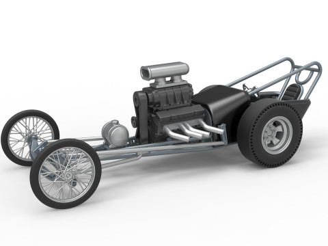 Front engine old school dragster with V8 Version 3 Scale 1 to 25 3D Print Model