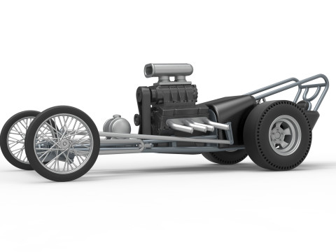 Front engine old school dragster with V8 Version 3 Scale 1 to 25 3D-Druckmodell