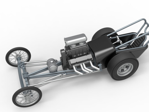 Front engine old school dragster with V8 Version 3 Scale 1 to 25 3D-Druckmodell