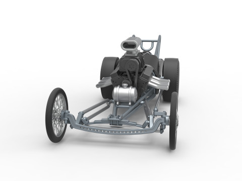 Front engine old school dragster with V8 Version 3 Scale 1 to 25 3D-Druckmodell