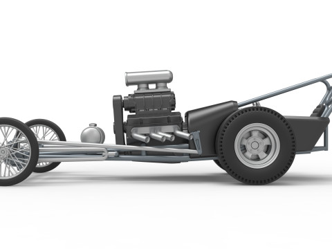 Front engine old school dragster with V8 Version 3 Scale 1 to 25 3D-Druckmodell