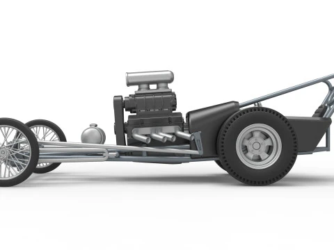Front engine old school dragster with V8 Version 3 Scale 1 to 25 3D Print Model
