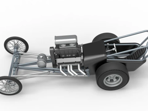 Front engine old school dragster with V8 Version 3 Scale 1 to 25 3D Print Model