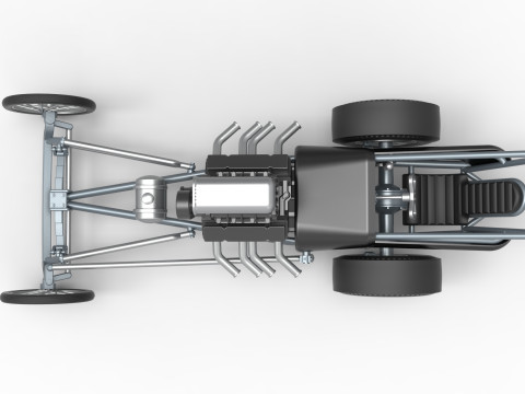 Front engine old school dragster with V8 Version 3 Scale 1 to 25 3D-Druckmodell
