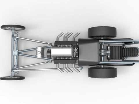 Front engine old school dragster with V8 Version 3 Scale 1 to 25 3D Print Model