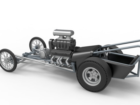 Front engine old school dragster with V8 Version 3 Scale 1 to 25 3D-Druckmodell