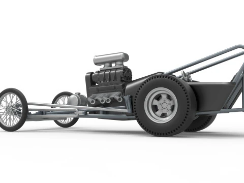 Front engine old school dragster with V8 Version 3 Scale 1 to 25 3D Print Model