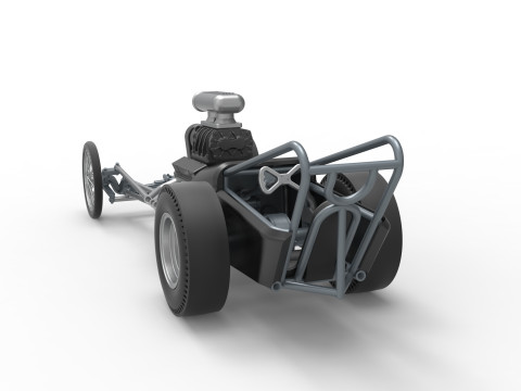 Front engine old school dragster with V8 Version 3 Scale 1 to 25 3D-Druckmodell