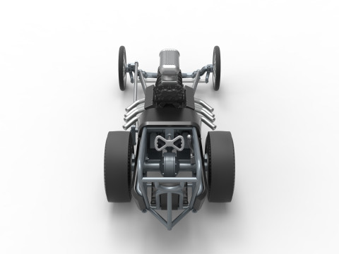 Front engine old school dragster with V8 Version 3 Scale 1 to 25 3D-Druckmodell