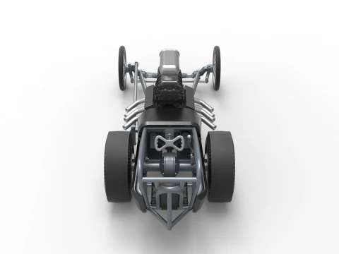 Front engine old school dragster with V8 Version 3 Scale 1 to 25 3D Print Model