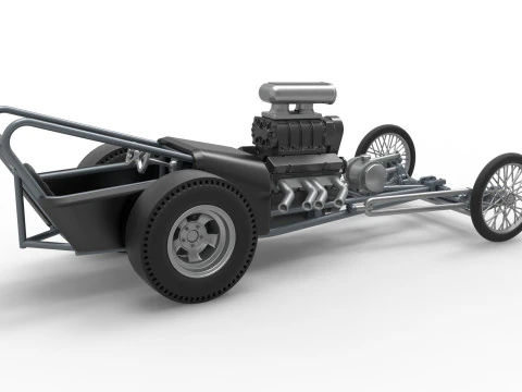 Front engine old school dragster with V8 Version 3 Scale 1 to 25 3D Print Model
