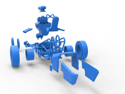 Front engine old school dragster with V8 Version 3 Scale 1 to 25 3D Print Model