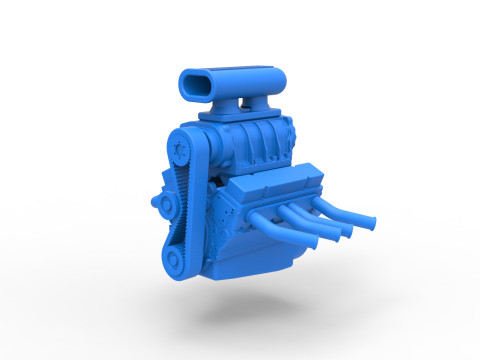 Engine V8 for vintage dragster Version 5 Scale 1 to 25 3D Baskı Modeli