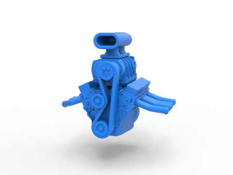 Engine V8 for vintage dragster Version 5 Scale 1 to 25 3D Baskı Modeli
