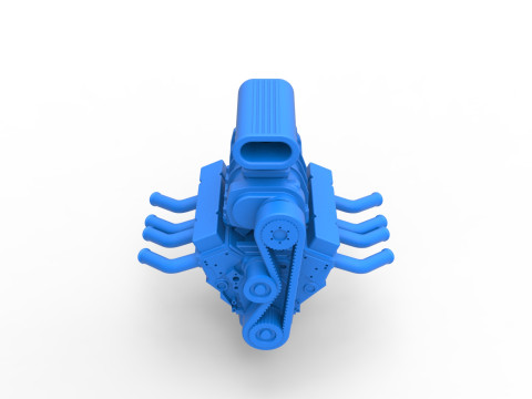 Engine V8 for vintage dragster Version 5 Scale 1 to 25 3D Baskı Modeli