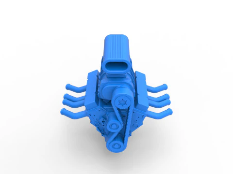 Engine V8 for vintage dragster Version 5 Scale 1 to 25 3D Print Model
