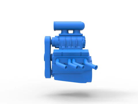 Engine V8 for vintage dragster Version 5 Scale 1 to 25 3D Print Model