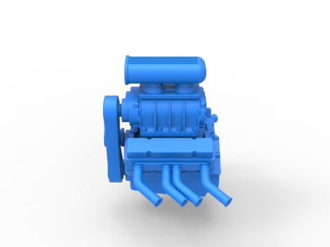 Engine V8 for vintage dragster Version 5 Scale 1 to 25 3D Baskı Modeli