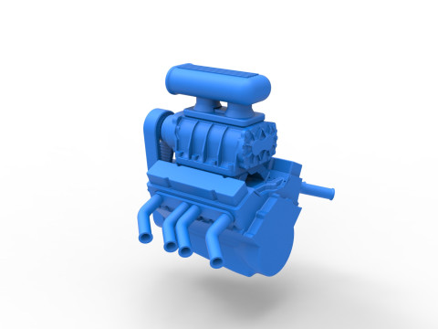 Engine V8 for vintage dragster Version 5 Scale 1 to 25 3D Baskı Modeli