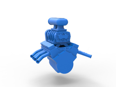 Engine V8 for vintage dragster Version 5 Scale 1 to 25 3D Baskı Modeli