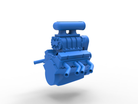 Engine V8 for vintage dragster Version 5 Scale 1 to 25 3D Baskı Modeli