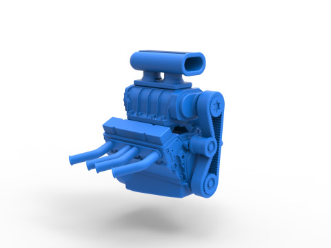 Engine V8 for vintage dragster Version 5 Scale 1 to 25 3D Baskı Modeli